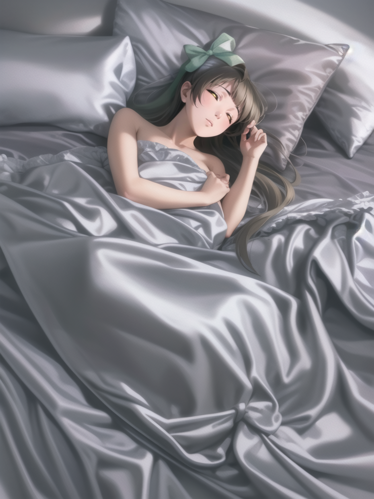 AI Art: Kotori Sleeping Nude in Silver Satin Sheets 1 by @Muhammad Egil  Zulqadri | PixAI