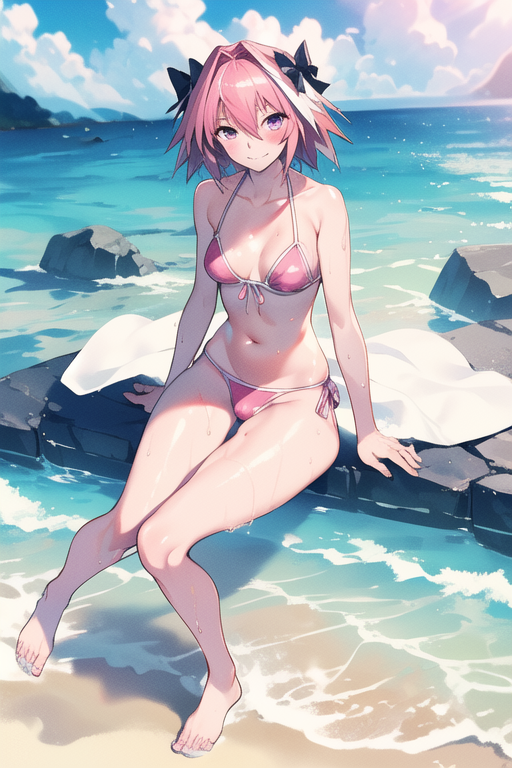 AI Astolfo girl version bikini Seven PixAI