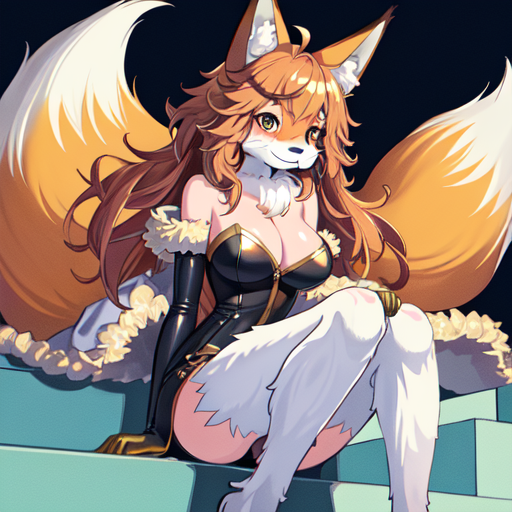 1girl solo furry breasts furry female sweater tail illustration images