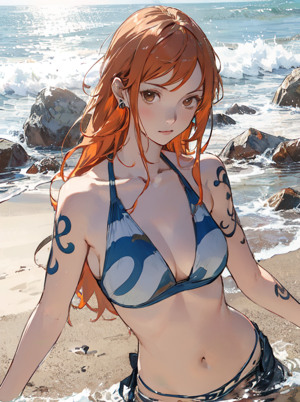 Nami at The Beach (My fanart) : r/OnePiece