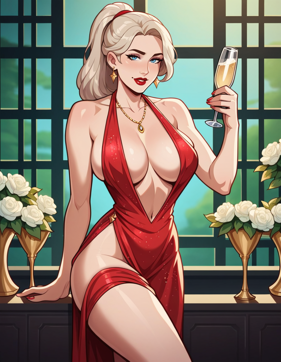 AI Art: Elegant Blonde Milf by @DamnedWolf | PixAI