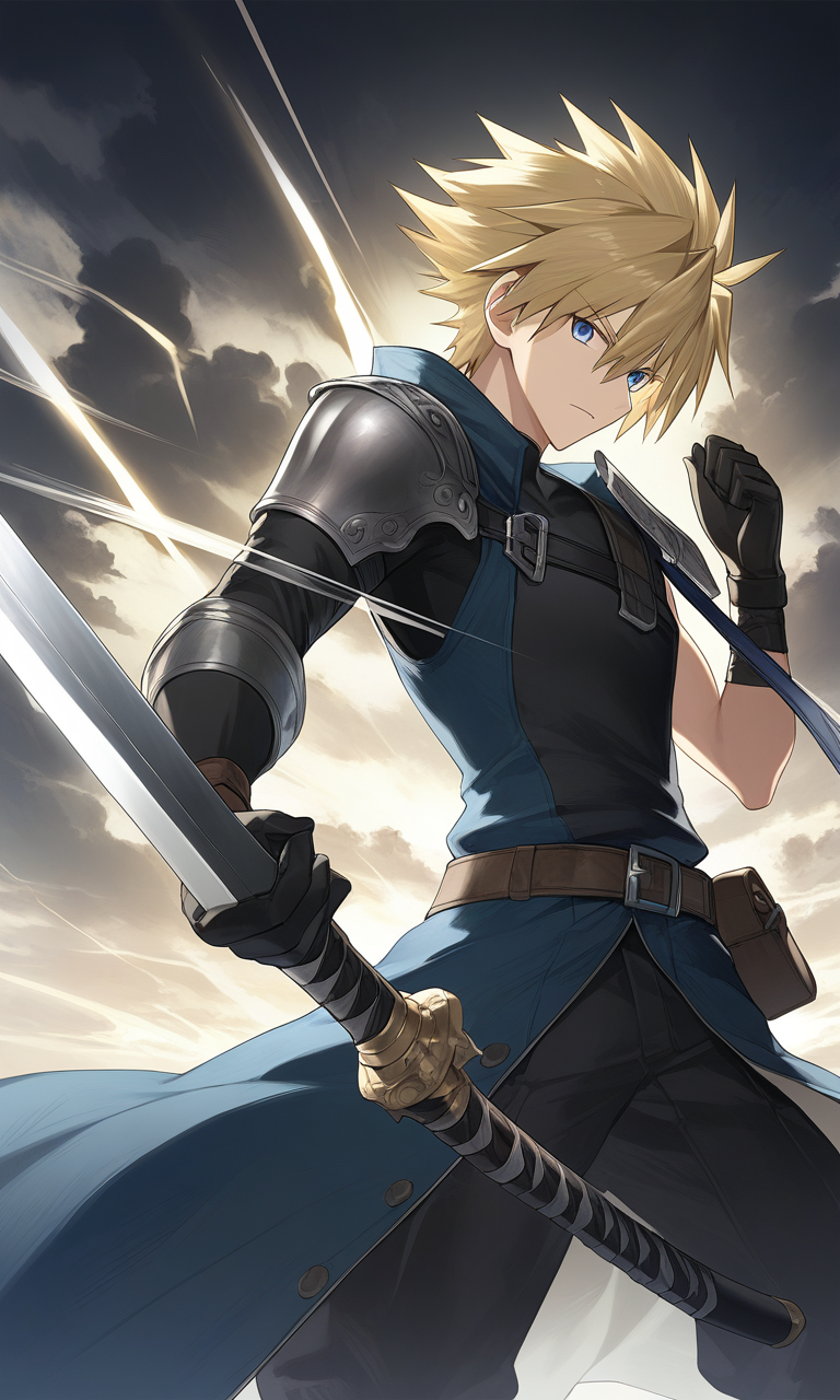 AI Art: Cloud Strife, Ready for Battle: A Detailed Portrayal by  @ProudVoyagerIX | PixAI