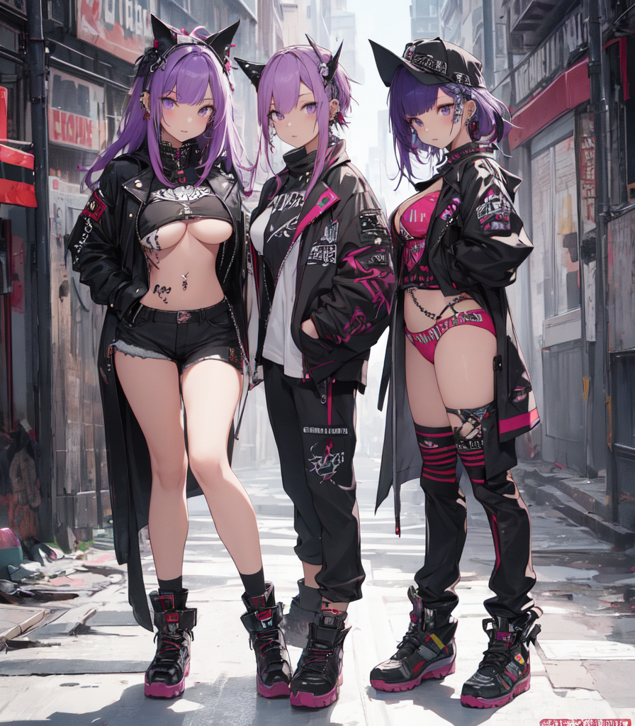 AI Art: Punk girl squad by @sirdani1#0 | PixAI