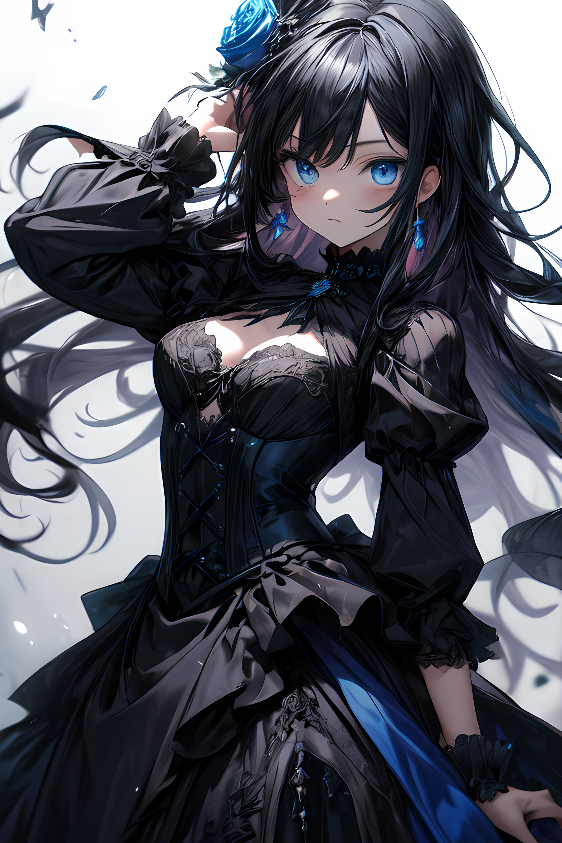 ai art,oil painting,character design,cute,blue eyes,black hair