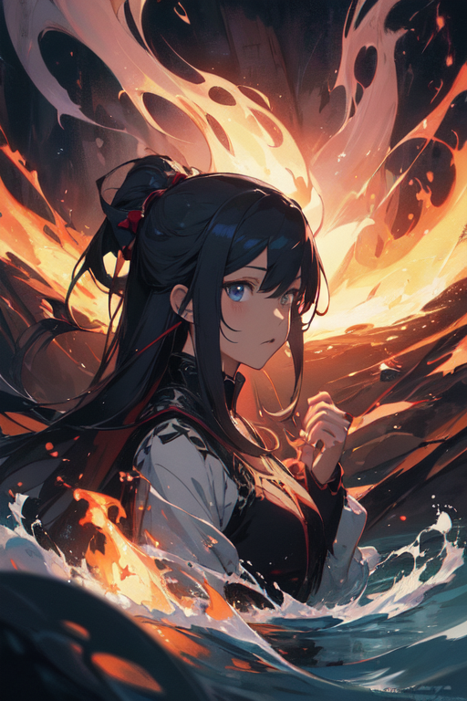 Fantasy anime fire girl | Poster