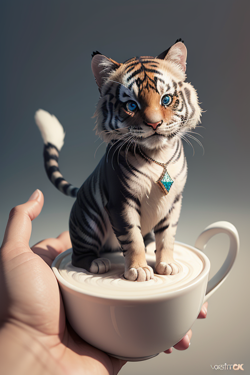 Tiger 3d Model Ai Digital Artwork, Three Dimensional Tiger, Cute