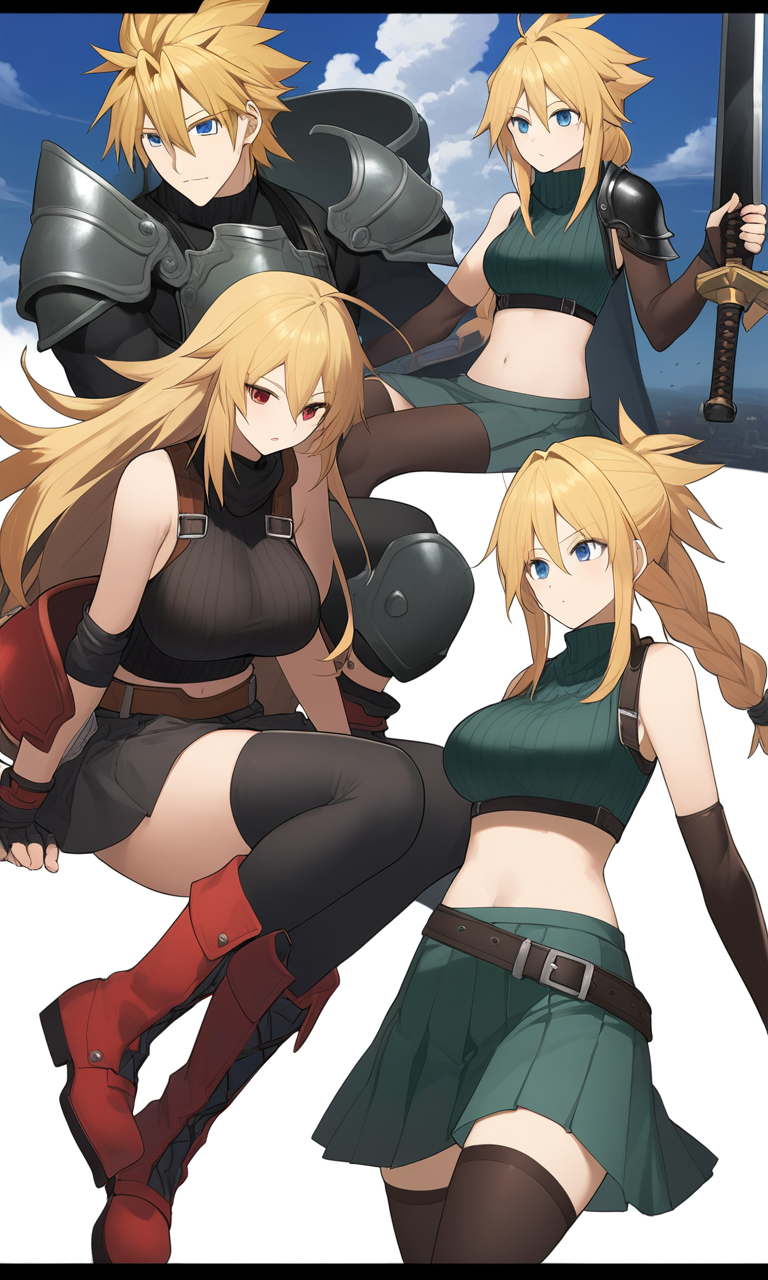 AI Art: 「Final Fantasy VII」 - Cloud StrifeとTifa Lockhartのエロいポーズ by  @勇敢なスケーターさん | PixAI