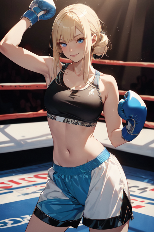 Woman in Boxing Gloves With Sports Bra Posing Boxing Style in