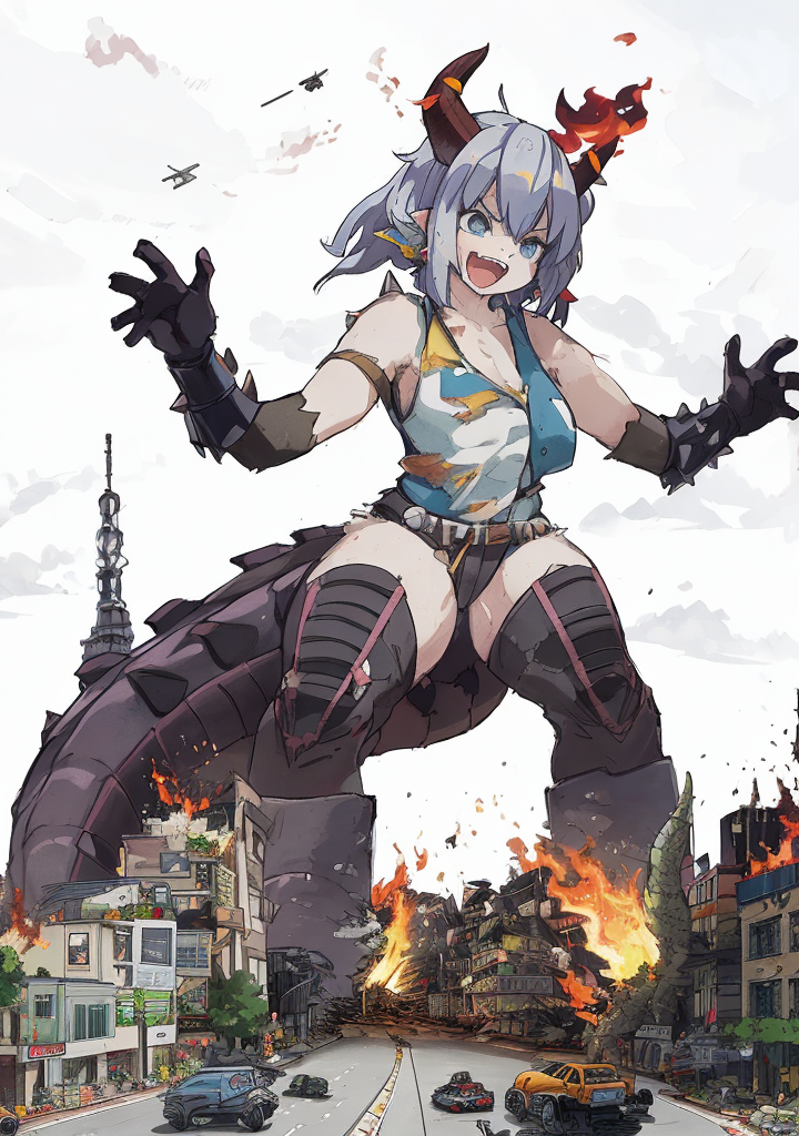 Ai Art Giantess Attack City By Sktkt Pixai