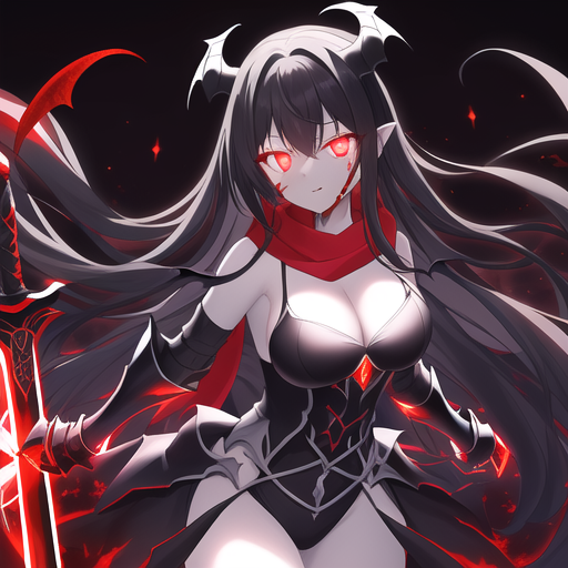 Girl With Long Black Hair Anime Bright Eyes And A Dark Backgrounds