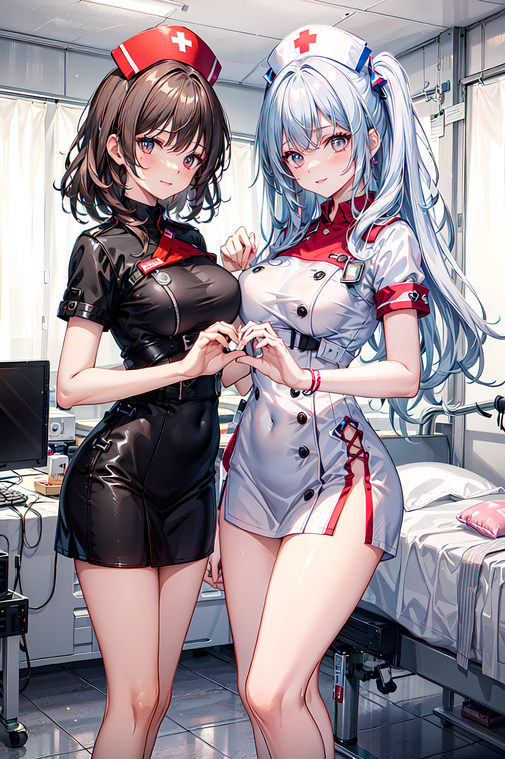 AI Art: two sexy nurses by @テツコ | PixAI