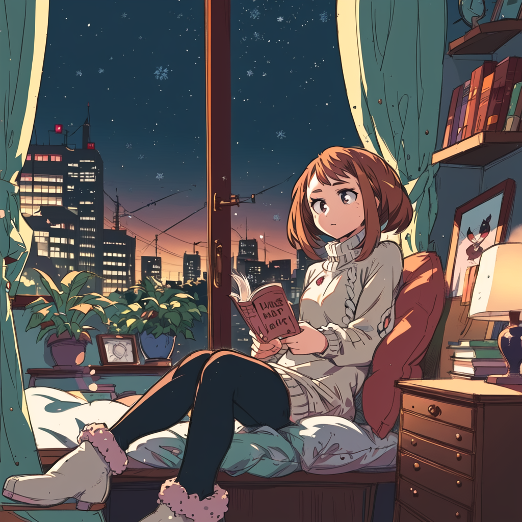 AI Art: Ochaco Uraraka reading a book by @Veiika | PixAI