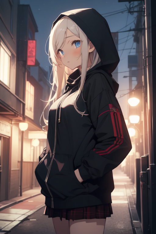 Cute girl wearing online hoodie