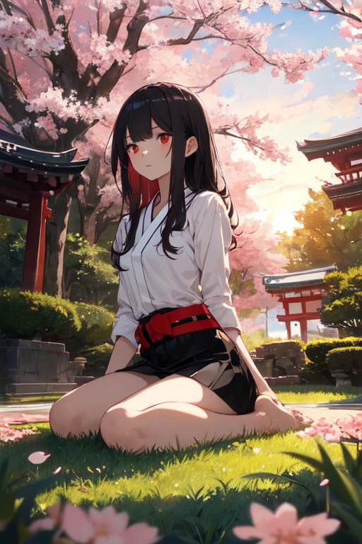 AI Art: 若きアカメは桜の花を楽しむ [ Young Akame enjoying Sakura 