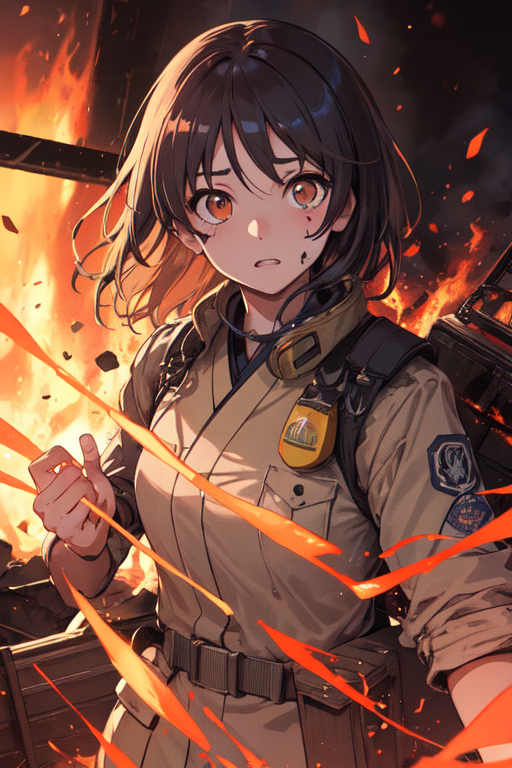 Firefighter anime girls