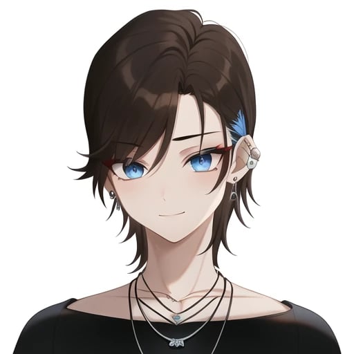 Anime, Boy, Short Hair, Black Hair, Earrings, Blue Eyes, HD