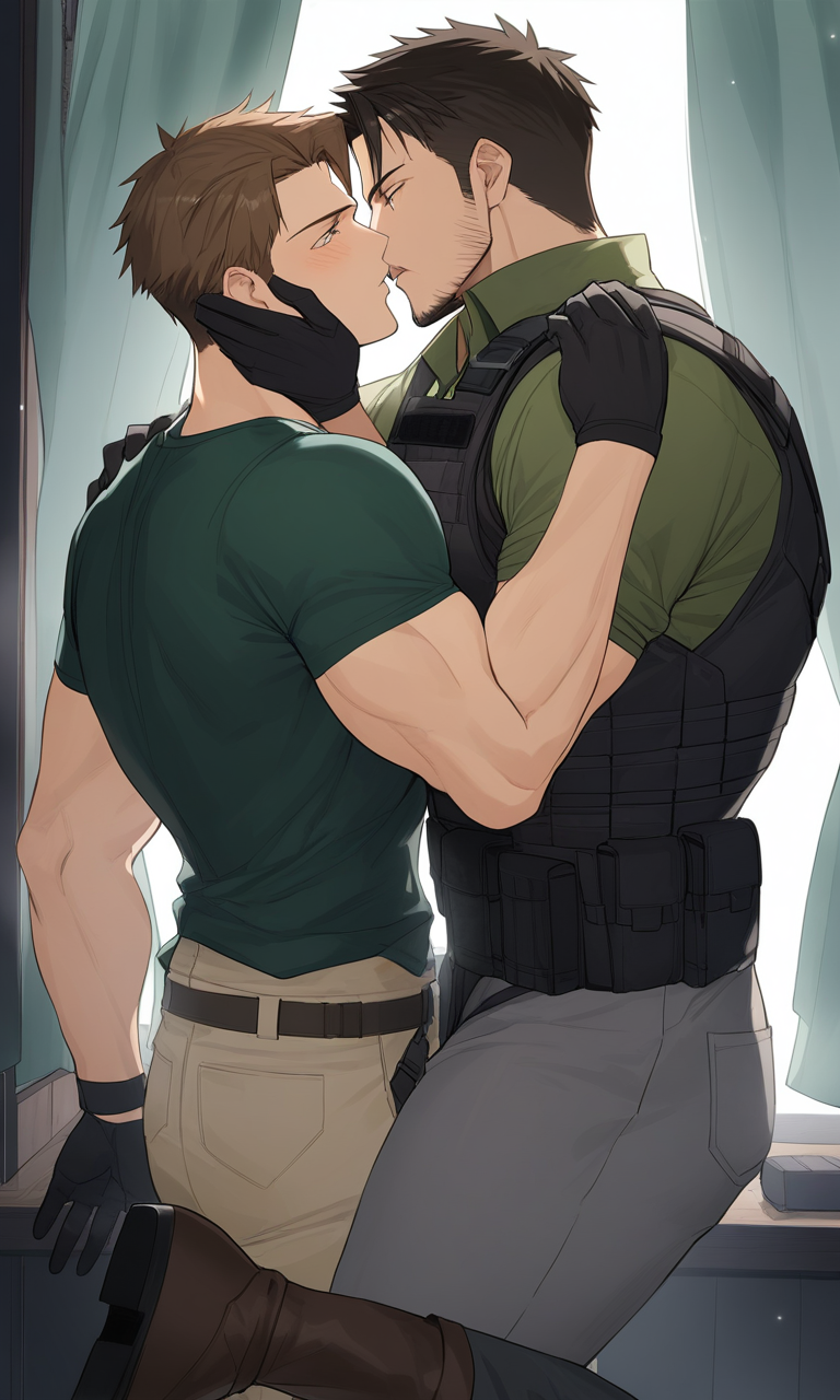 AI Art: 「Resident Evil 6」 - Chris RedfieldとPiers Nivansの愛情表現 by @楽しい紅狼ちゃん |  PixAI