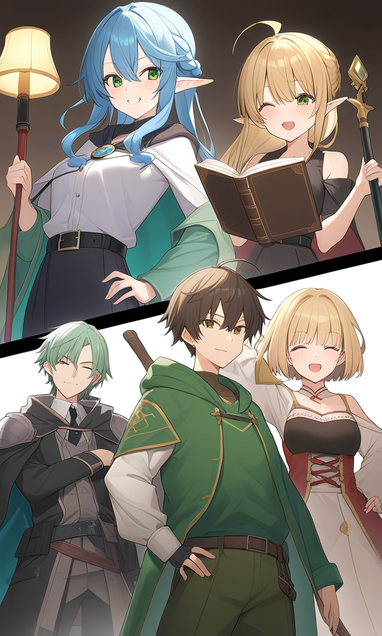 AI Art: A Gathering of Mushoku Tensei Characters: Elinalise, Paul, Roxy,  Rudeus, and Sylphiette. by @BrightWizardVII | PixAI