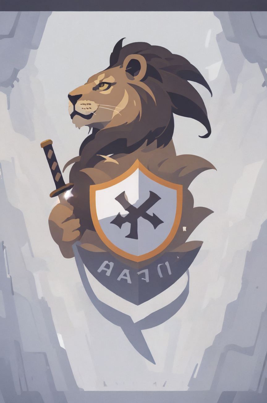 Premium AI Image  A lion with a sword and a shield on his chest