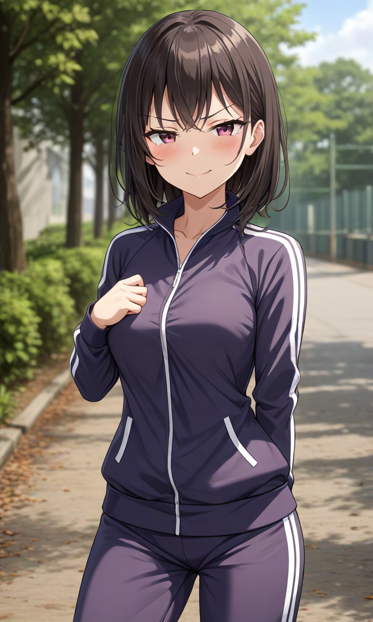 AI Art anime girl wearing tracksuit von lonejohnwolf PixAI