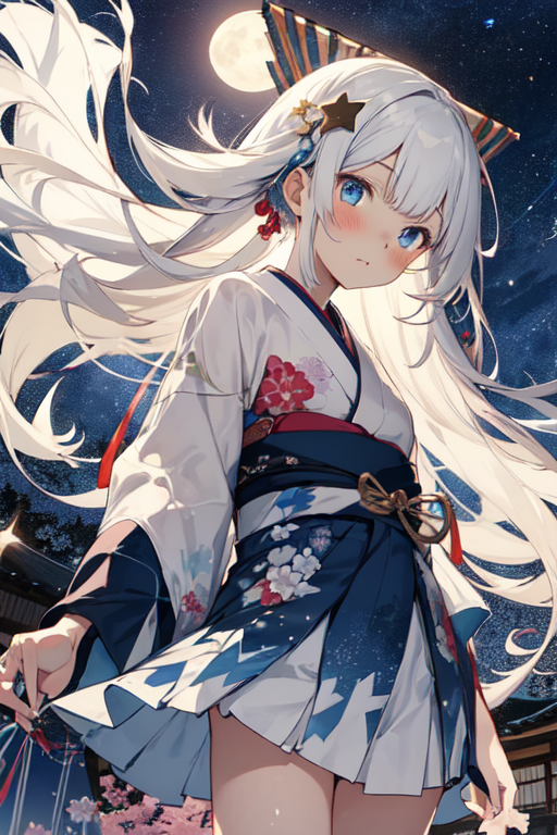 Anime girl white hair store blue eyes