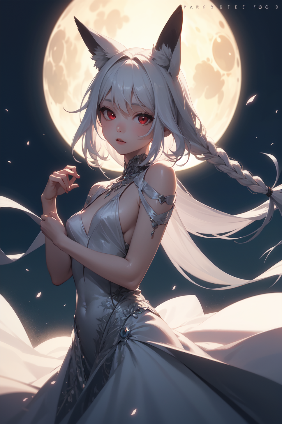 girl beautiful anime style white hair - Playground