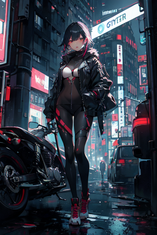 Wallpaper : ai art, cyberpunk, city, women, Biker girl 3136x1792