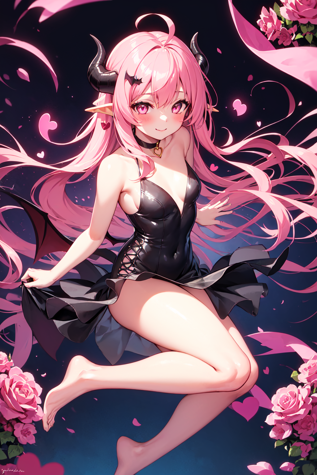 AI Art: Flowy pink succubus by @Babydollz | PixAI