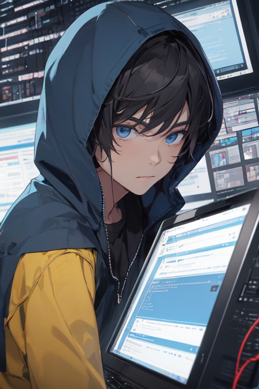 Premium AI Image  cute and handsome anime boy hacker HD 8K wallpaper Stock  Photographic Image