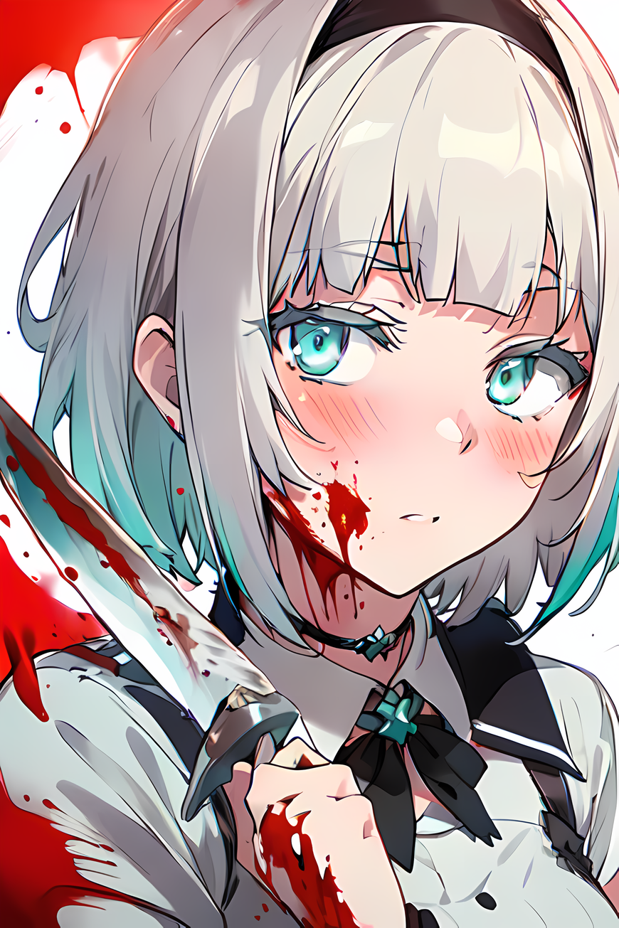 AI Art: Bloody knife (Anna Nishikinomiya) by @Gat😸 | PixAI