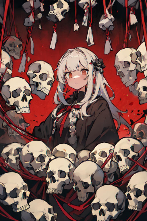 Creepy Dark Anime Girl with Skulls | Poster