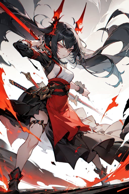 AI Art: Anime girl with a sword by @Dark07