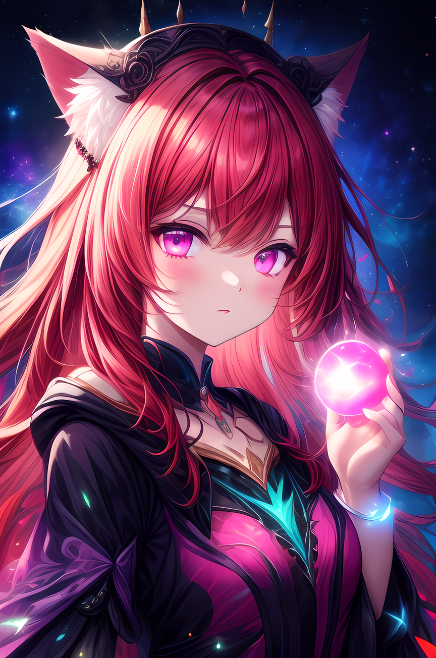 AI Art: anime cat girl holding a phone by @Cyber Wolf