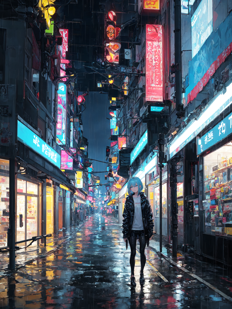 Anime Girl Billboard Neon City HD Wallpaper 