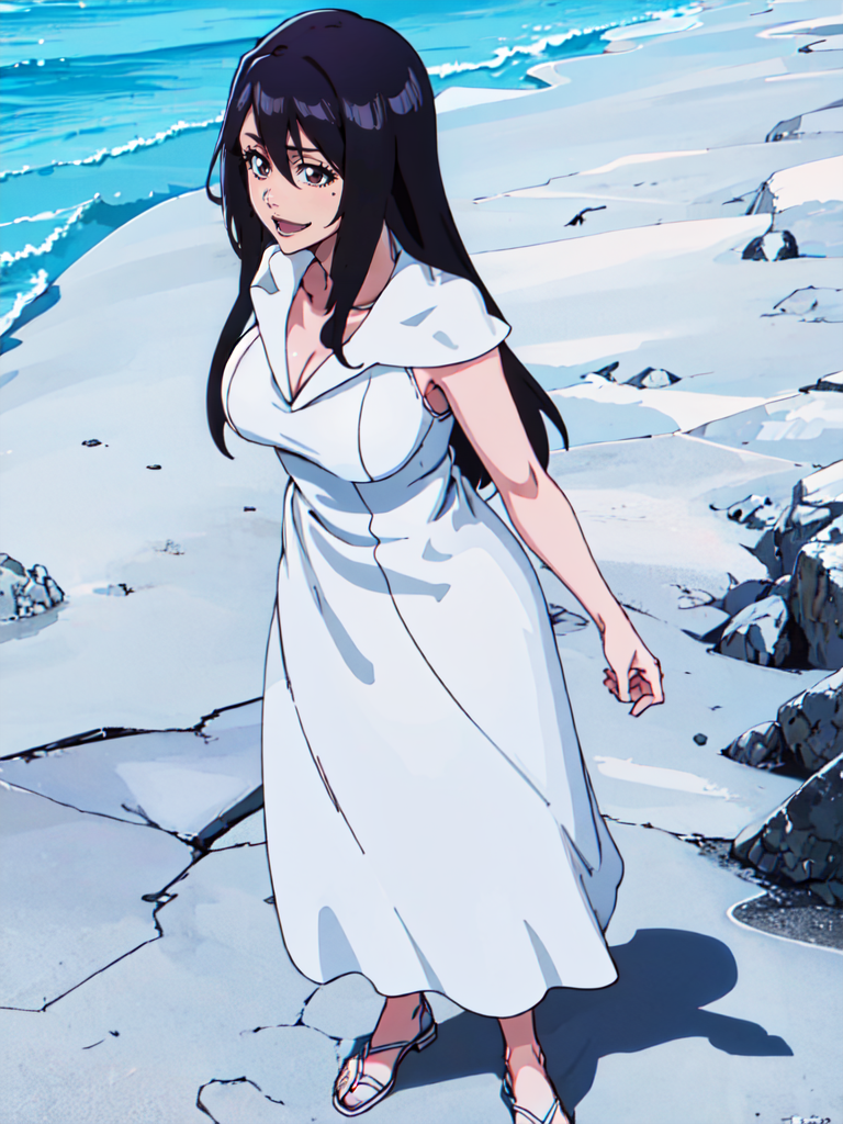 AI Art: Bambietta Basterbine in White Summer Dress at the Beach (Bleach  TYBW Sternritter Quincy Character) by @Tinkinator | PixAI