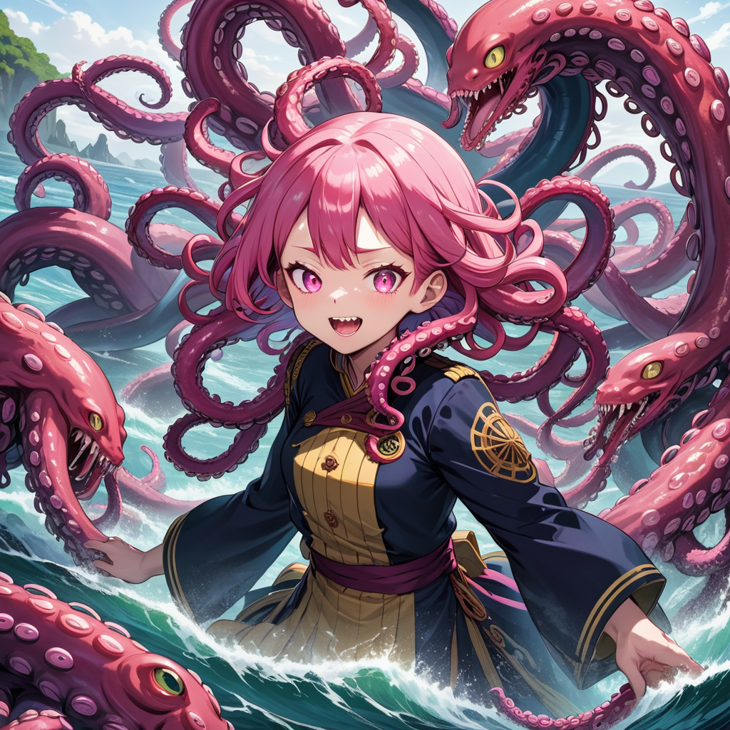 AI Art: 女の子モンスター / tentacles monster by @銀河に銀河 | PixAI