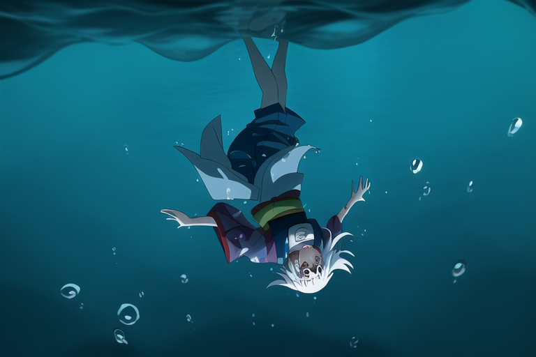 Anime girl, falling down, bubbles, underwater, Anime, HD phone wallpaper