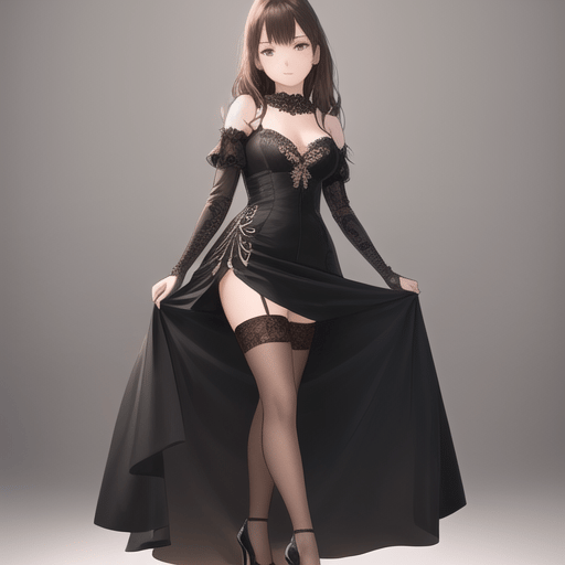 Anime girl in a dark dress AI generated image - Stock Illustration  [98559085] - PIXTA