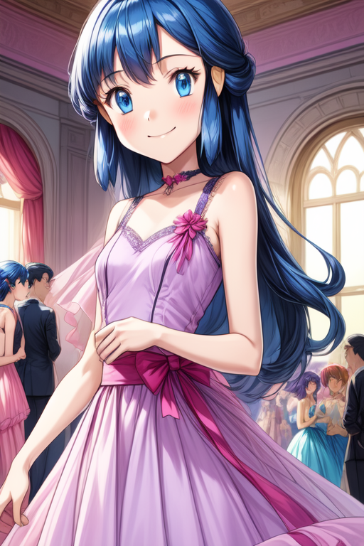 AI Art Dawn from Pokemon wears lavender silk chiffon contest dress by Monado 1987 Monado1987 PixAI