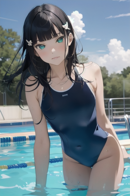 AI Art: スクール水着の黒澤ダイヤ - School Swimsuit Dia Kurosawa