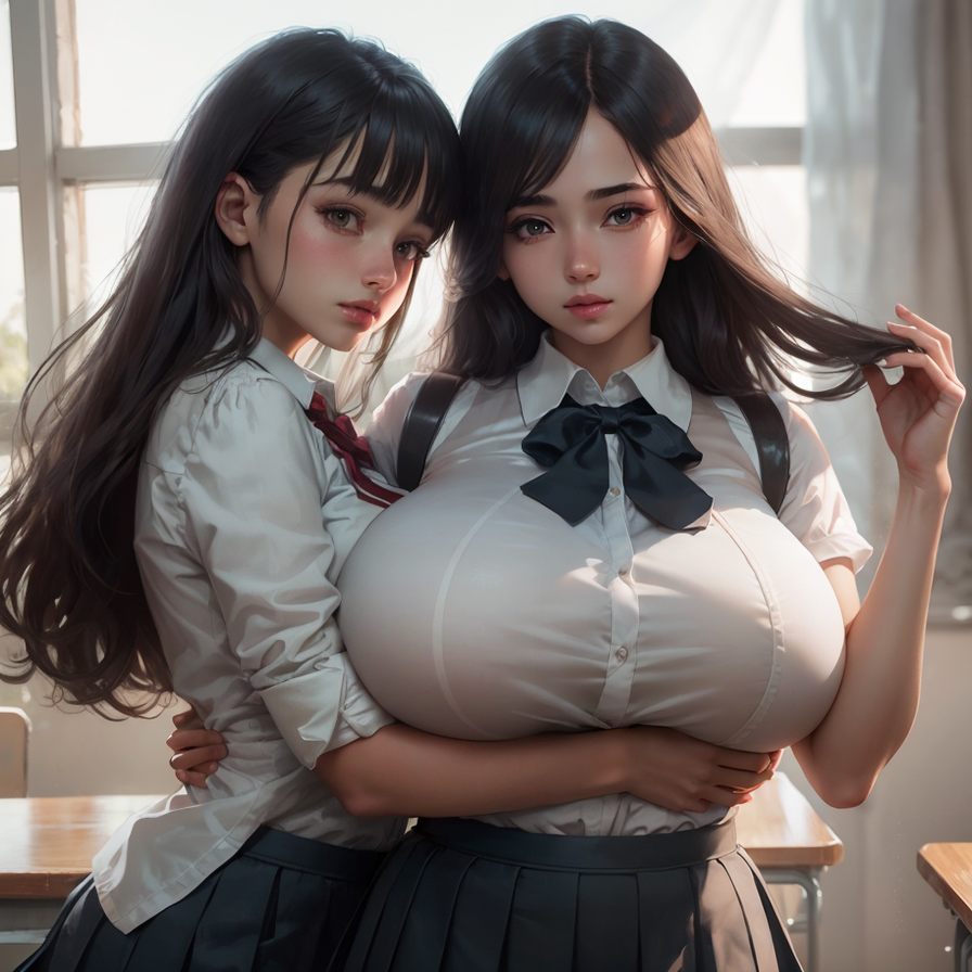 AI Art: Huge tits, school uniform by @Fa x2 | PixAI