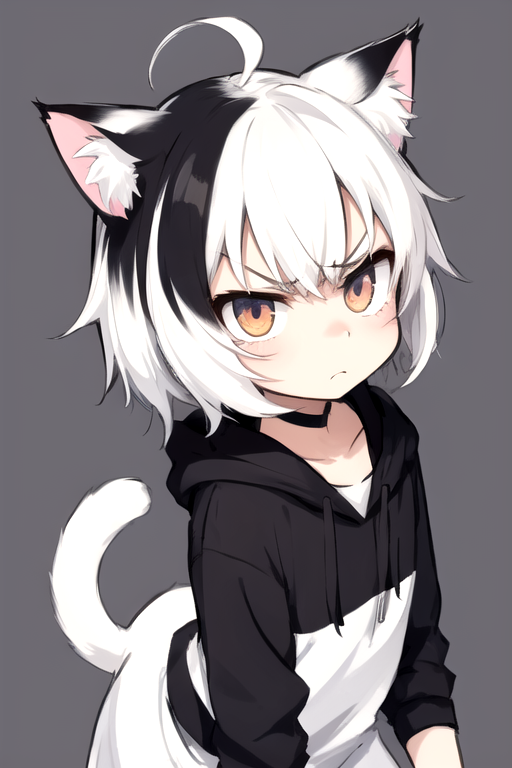 Kawaii Anime Neko Cat Girl With white hair | Poster