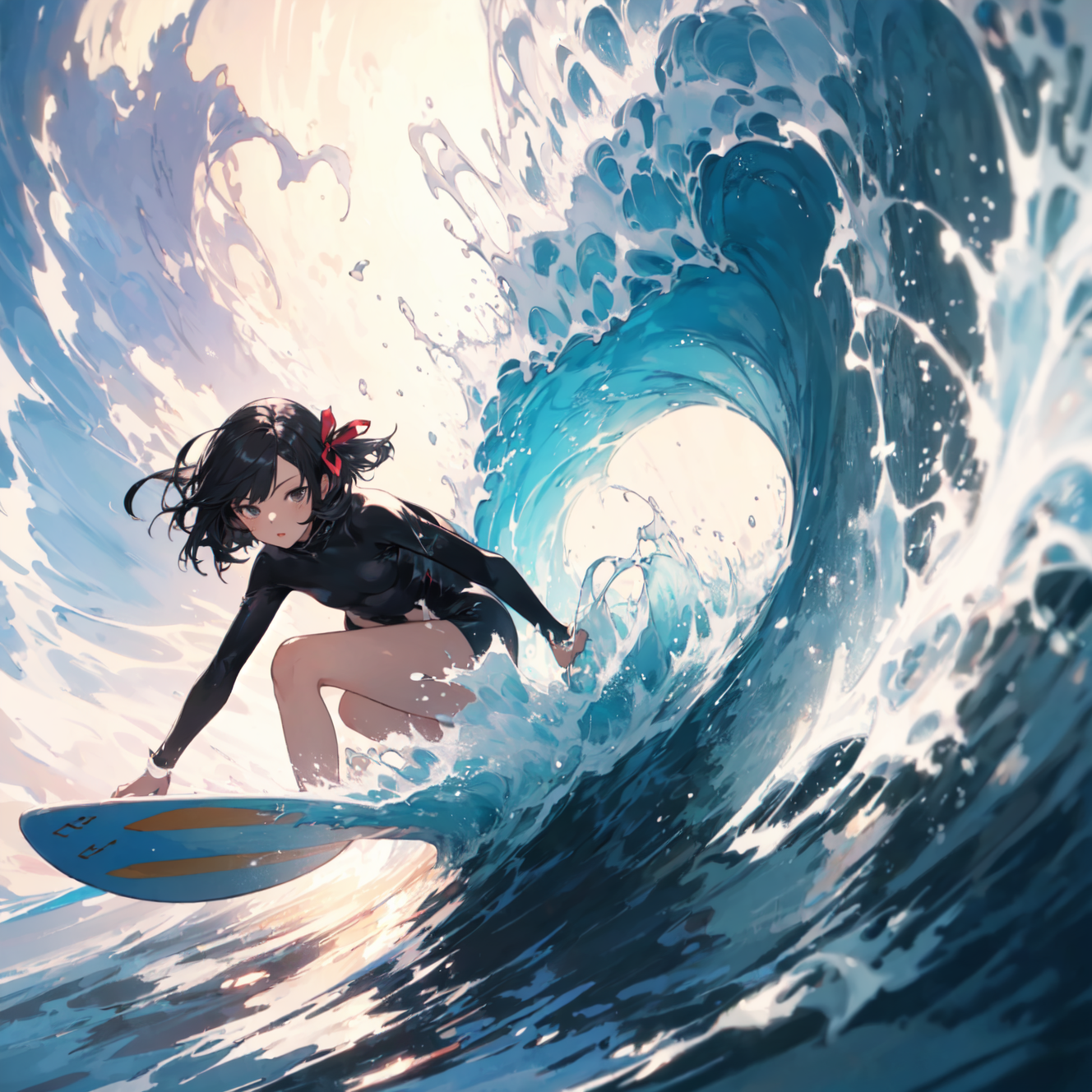 Aj86-surfing-girl-anime-illust-art-sea-sports-wallpaper, 46% OFF