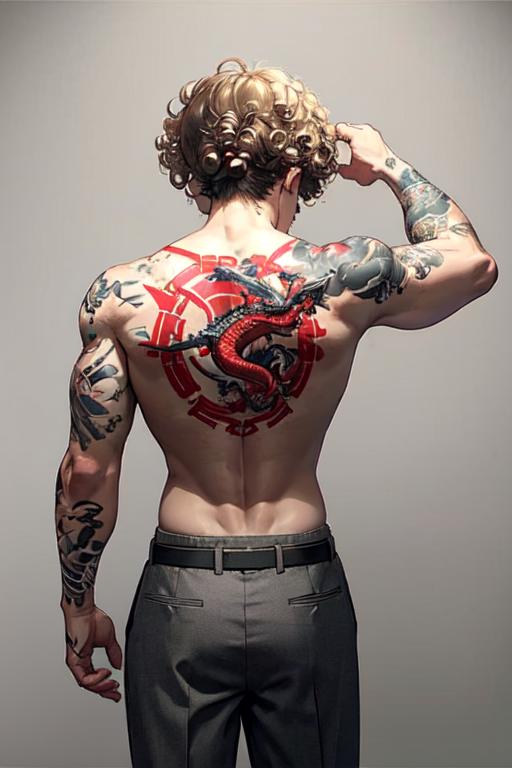 AI Art Generator: Full sleeve japanese traditional tattoo yakuza dragons