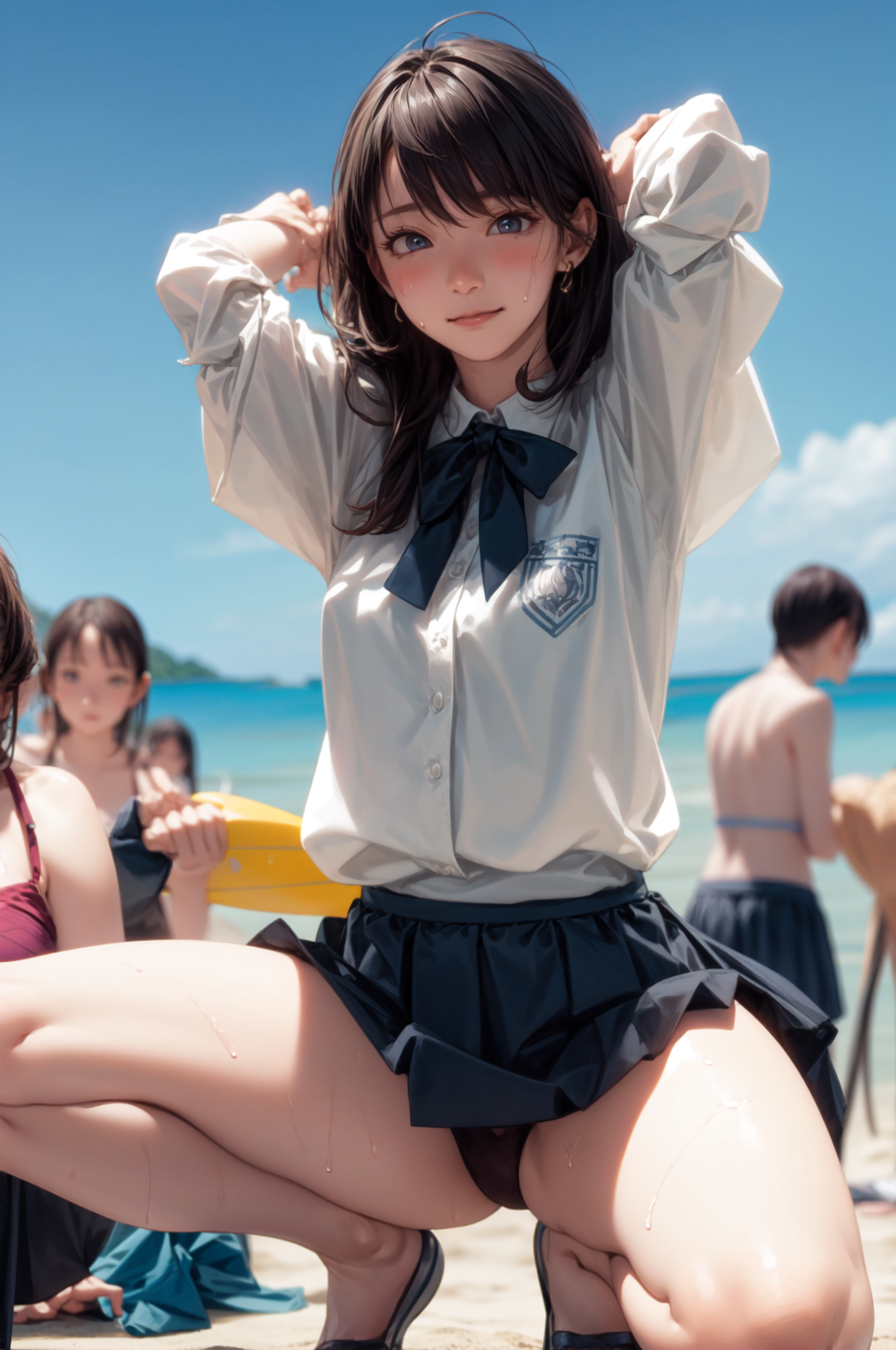 AI Art: JK ビーチ開脚 by @パピコ@AI art 練習中 | PixAI