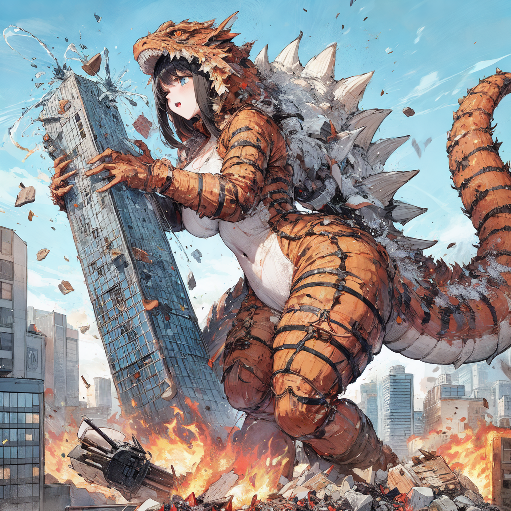 AI Art giantess godzilla cosplay by SKTKT PixAI