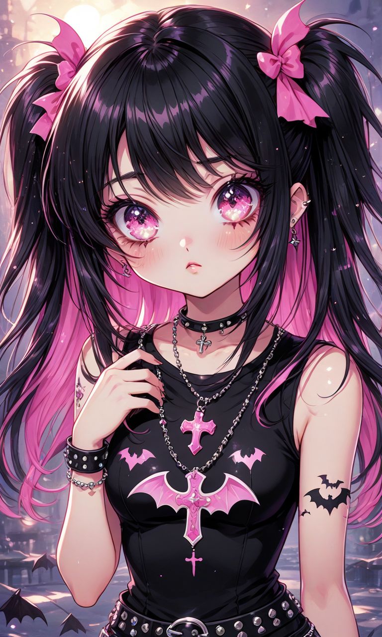 AI Art: pink emo girl by @houseki | PixAI