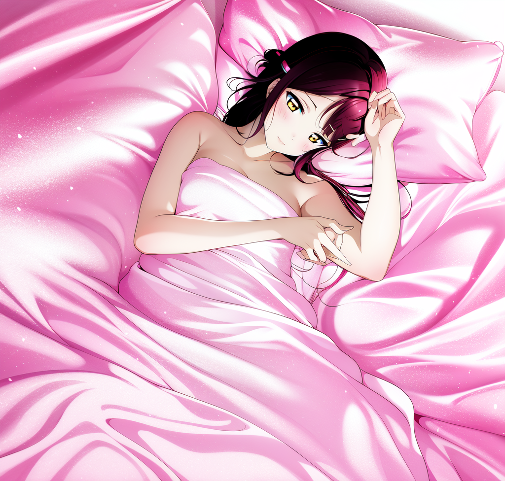 AI Art: Riko Nude in Pink Satin Sheets by @Muhammad Egil Zulqadri | PixAI