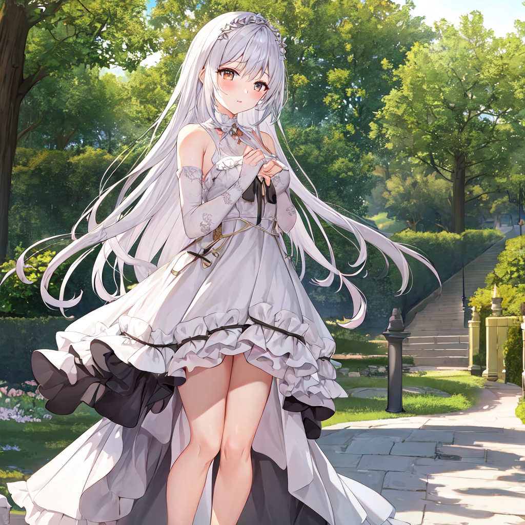 girl beautiful anime style white hair - Playground