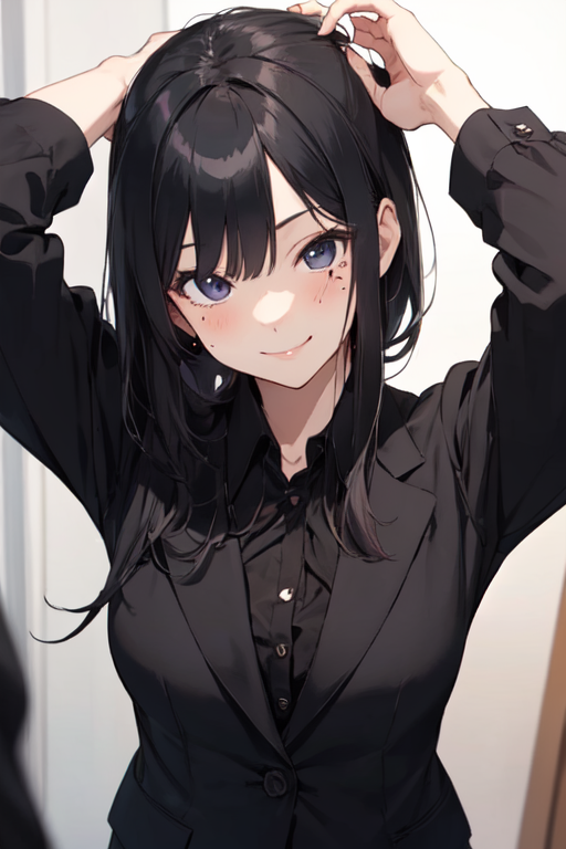 Cool Charming Anime Girl Black Hair Stock Illustration 2338627123